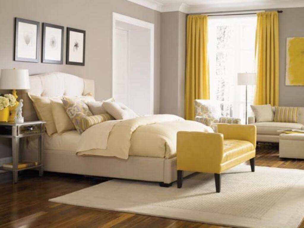 Beige and yellow Bedroom Walls