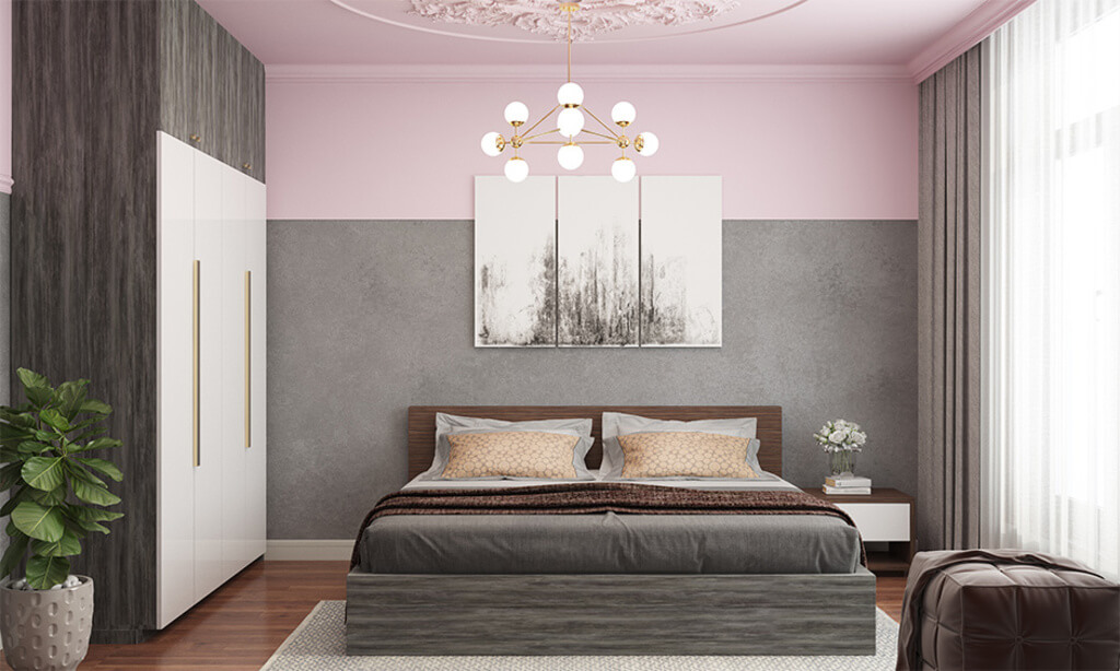 dusty rose and charcoal grey Bedroom Walls