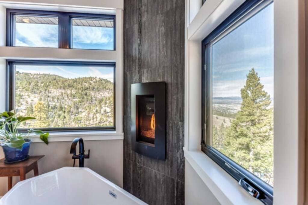 Fireplace in a bathroom