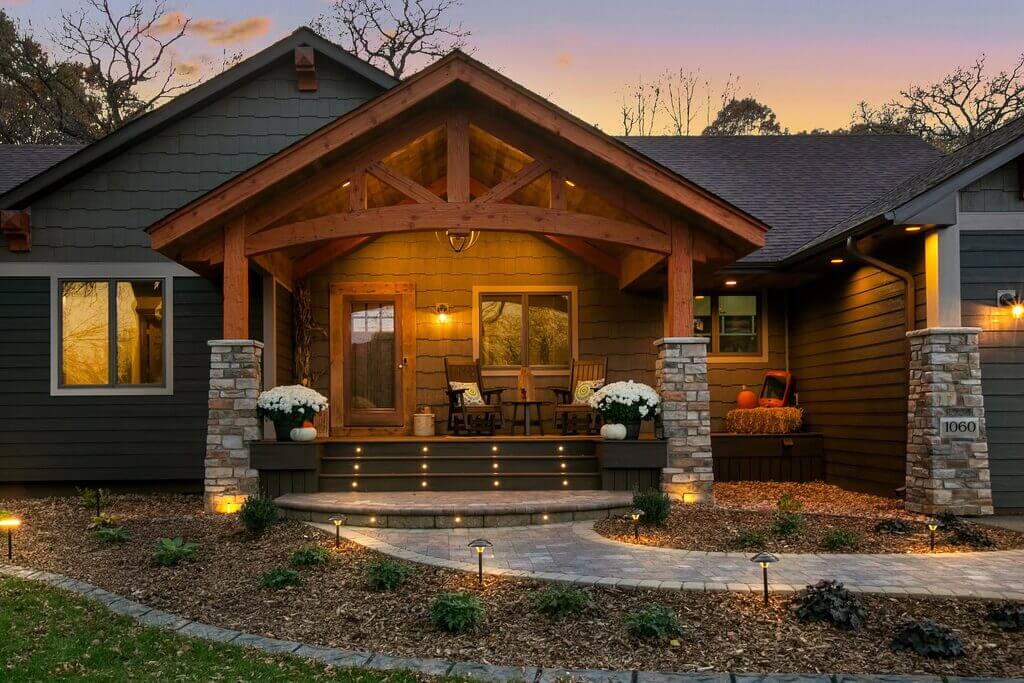 rustic warm front porch design