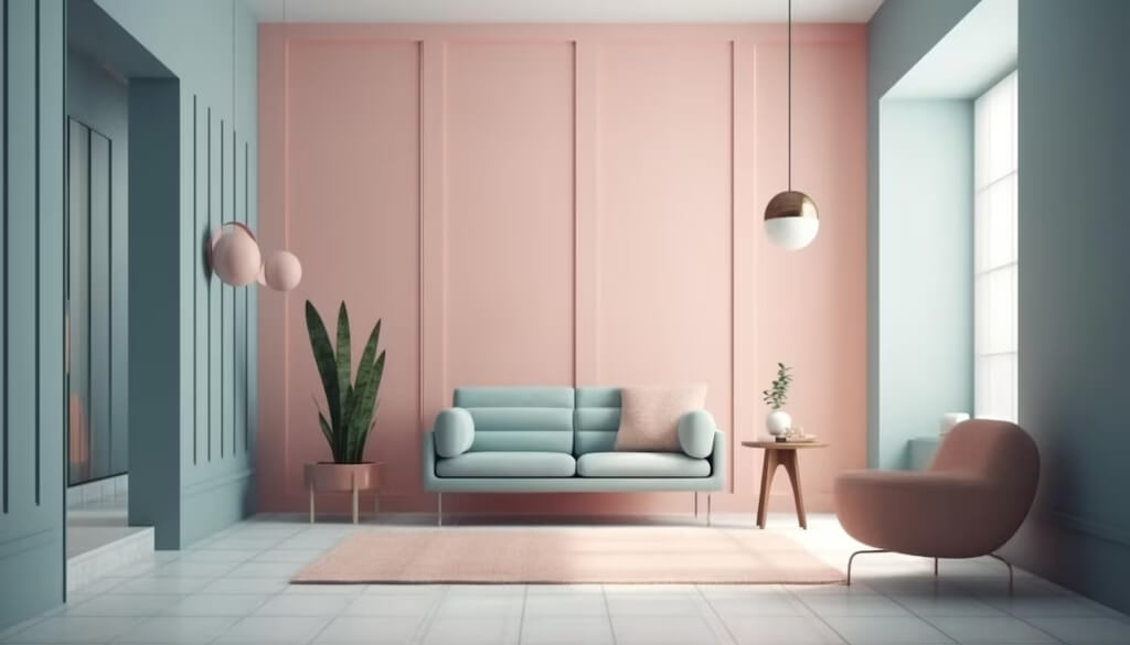 Peach and Pastel Green interior