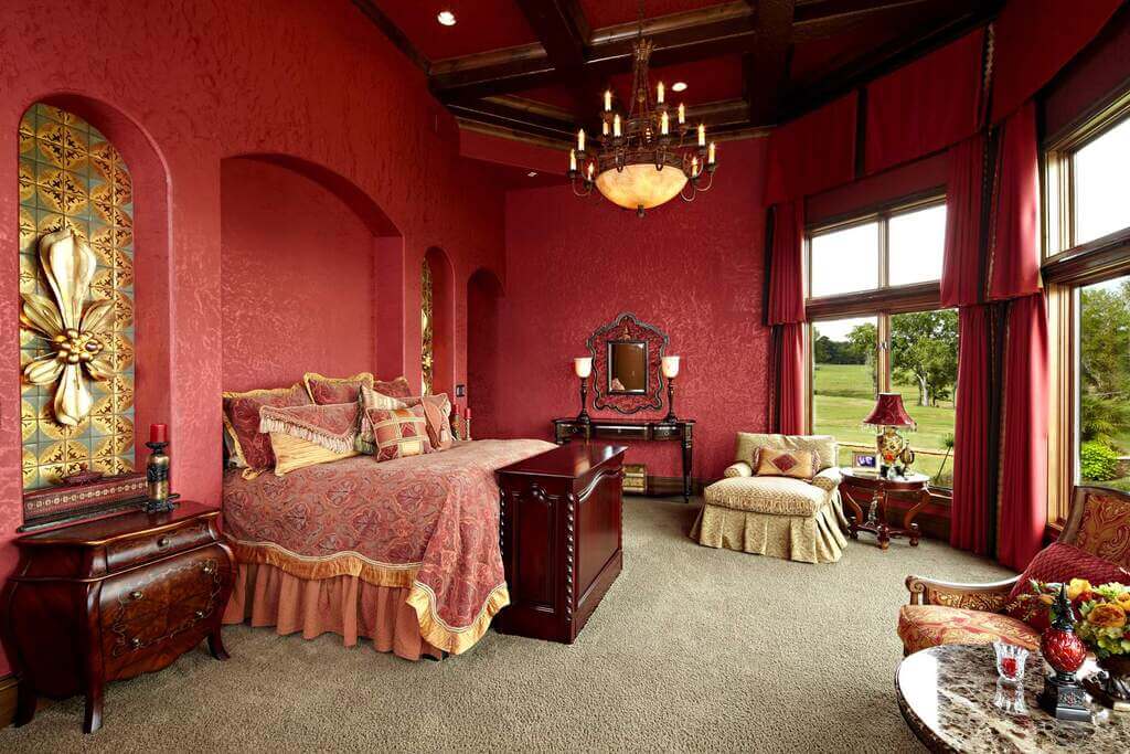 Red and Gold Bedroom Walls