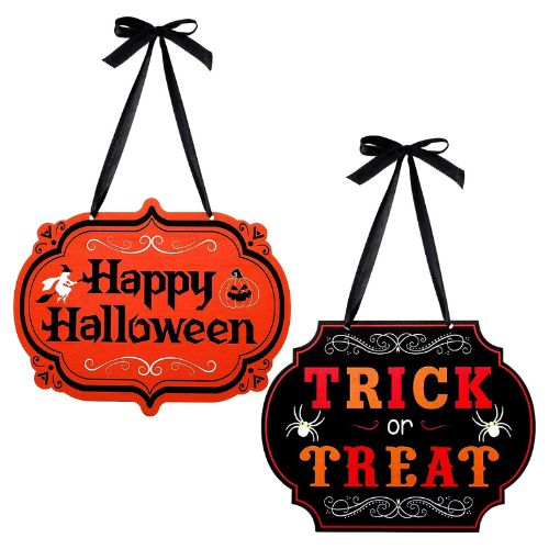 Trick or Treat Wooden Halloween Hanging Door Sign