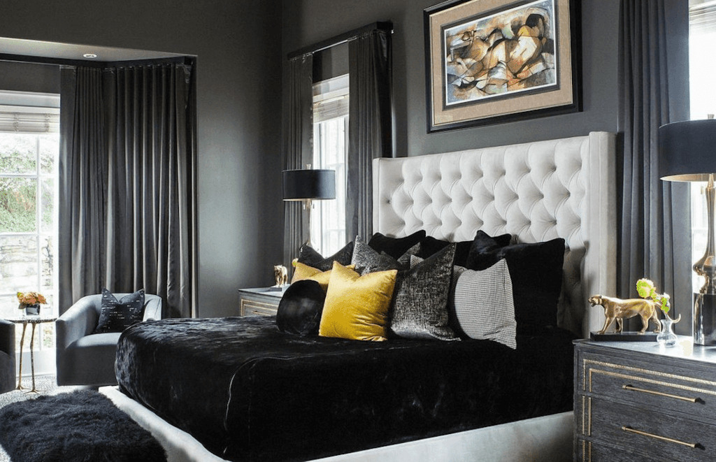 Grey and Black Bedroom wall