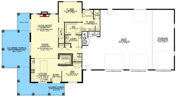 Barndo Home with Double height Living Room plan and design