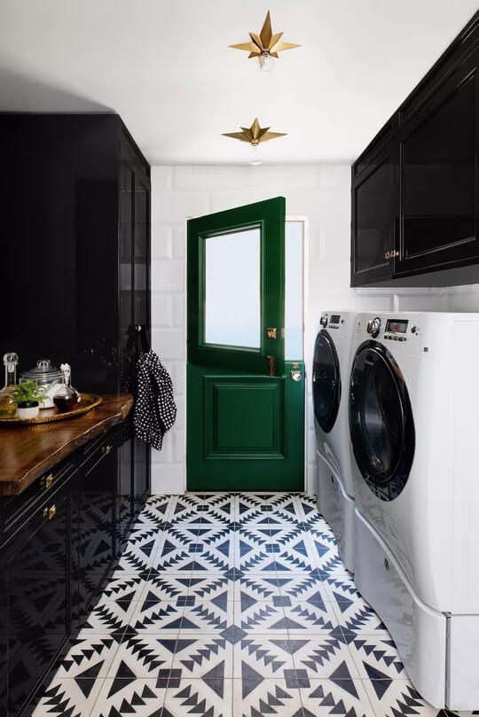 Bold and Black Laundry Room Cabinet