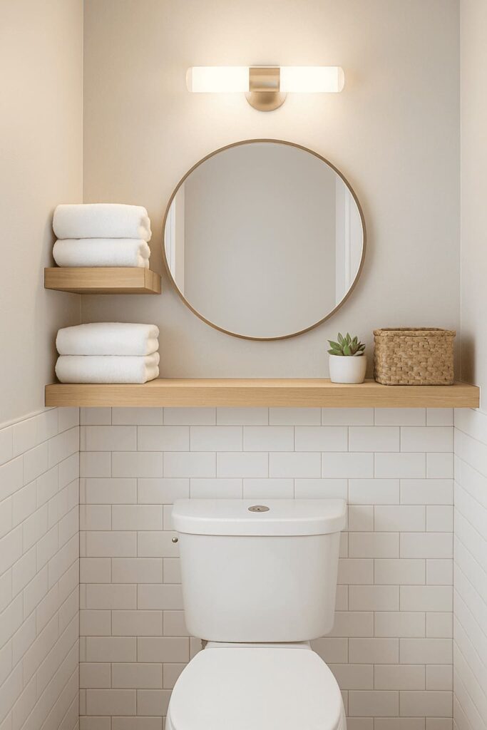 Floating Shelves Above Toilet