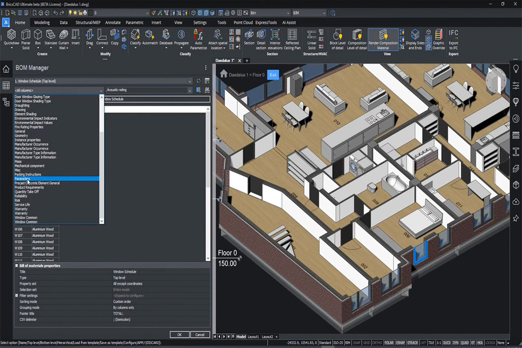 Key capablities of  BricsCAD BIM 