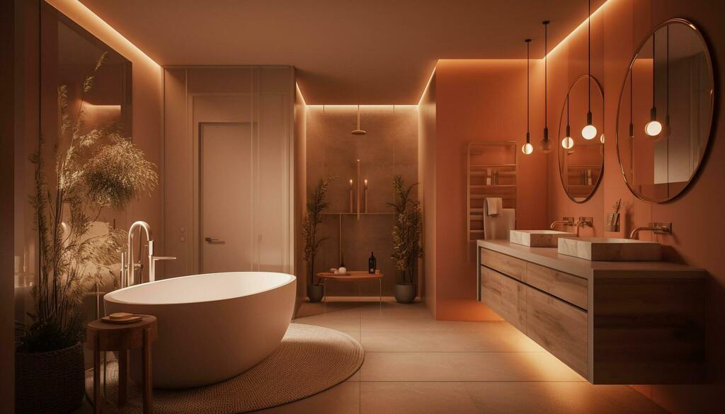 luxury bathroom design with elegant fixtures and lighting