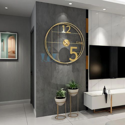 Clock in living room wall