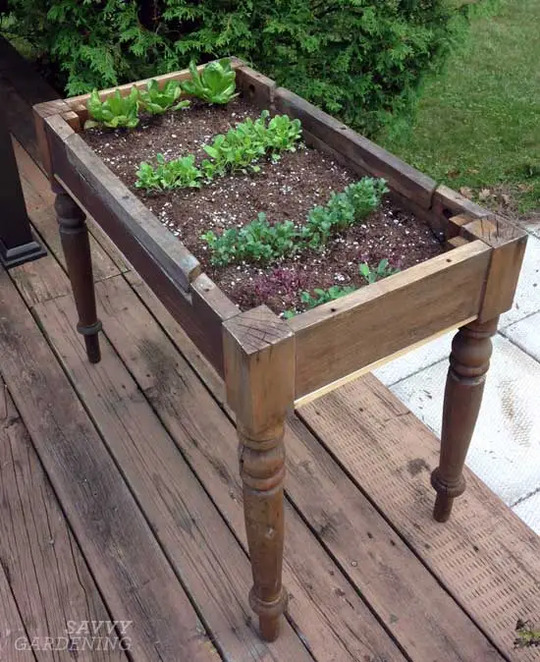 DIY Wooden Table Garden Bed