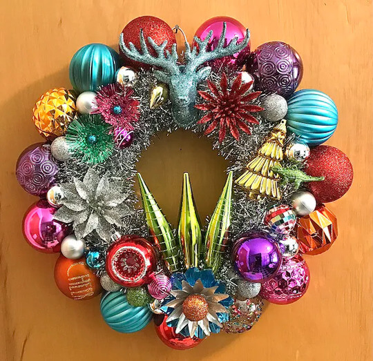 Jewel Tone Ornaments Wreath
