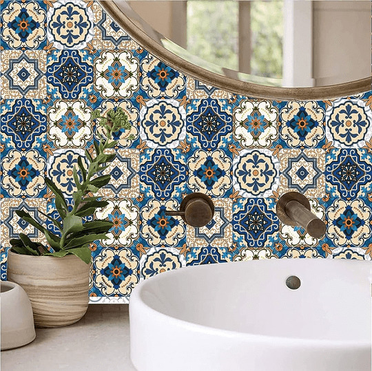 Moroccan Embroidered shower tile