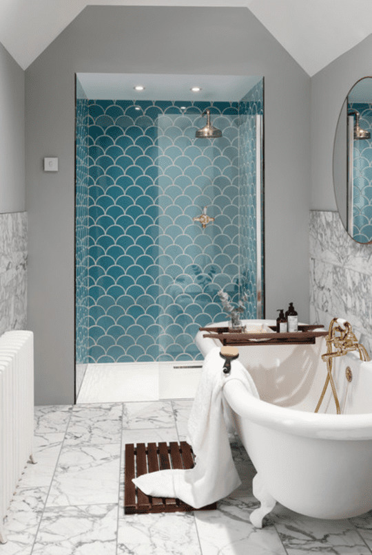Scalloped Bathroom shower tile idea