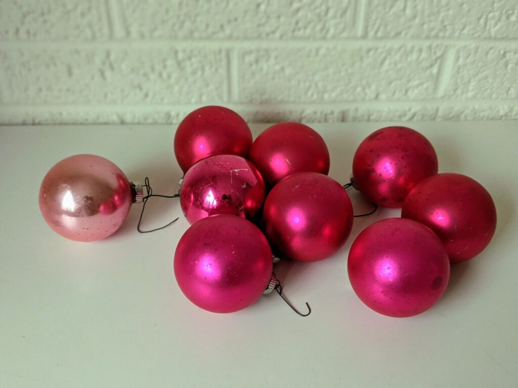 Vintage-Style Pink Glass Ornaments