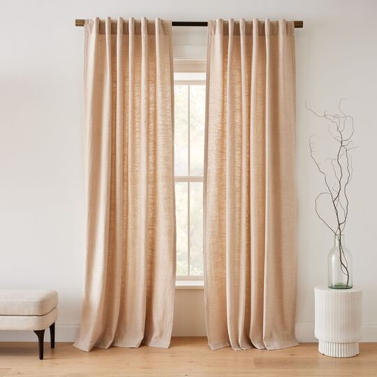 Beige Color Curtains With Subtle Pattern