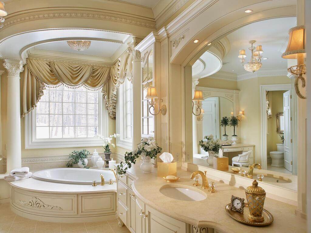 Beige and gold bathroom