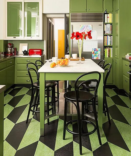 Colorful Kitchen Island with Seating