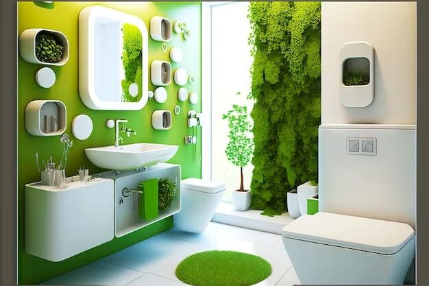 Eco friendly fixtures in bathroom