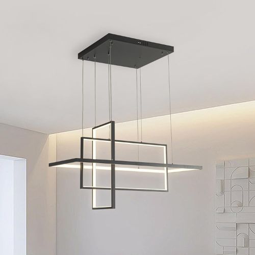 Leniure Black Square Cube LED Light Pendant Lamp Chandelier