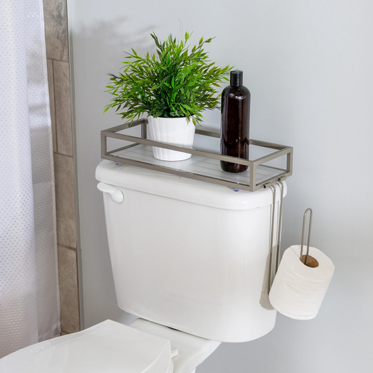 Metal Tray with Toilet Paper Holder