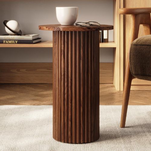 Round Fluted Accent Side Table