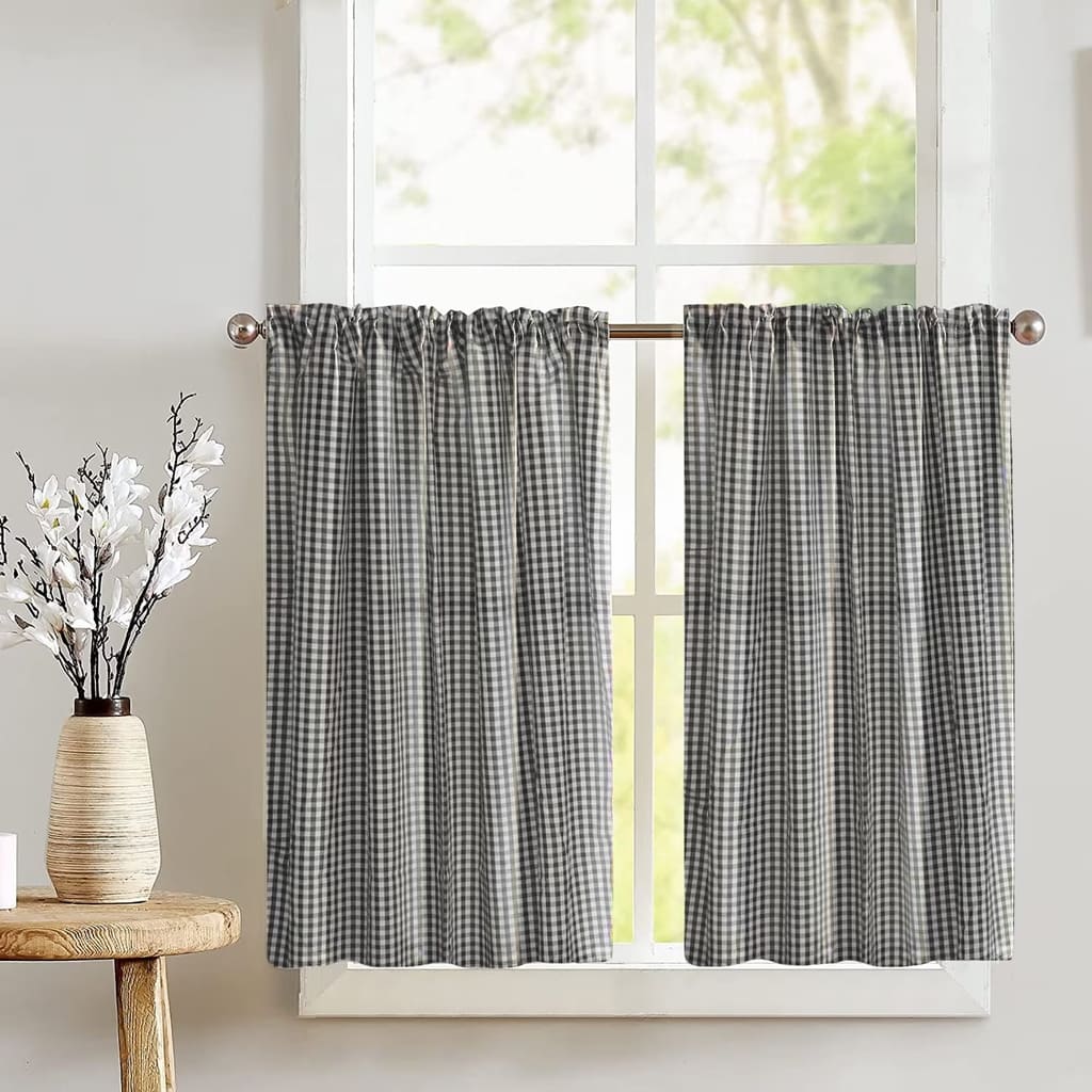 Small Curtains with Checks Design