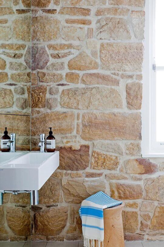 Small Vanity with Stone Wall