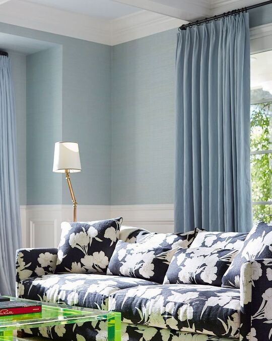 Soft Blue Living Room Curtains