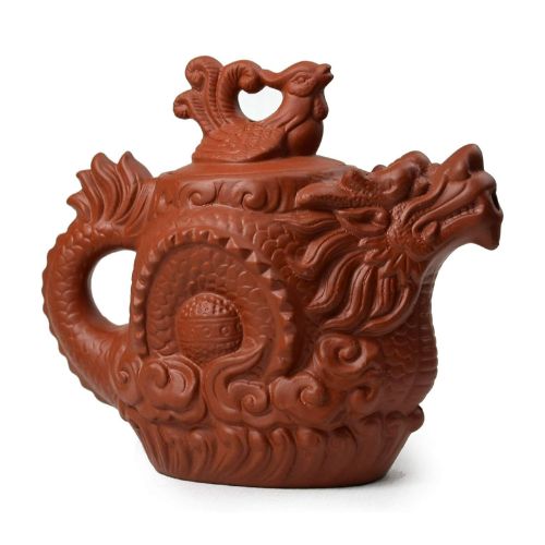 Teapot Chinese Dragon Phoenix Auspicious Happy Zisha Gongfu Tea Pots