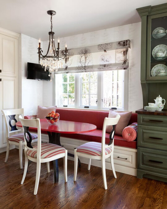 Traditional Red and White Breakfast Nook