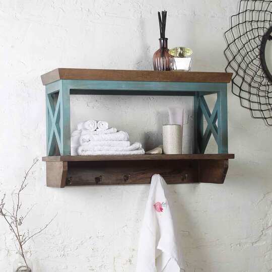 Vintage Wood Shelves bathroom