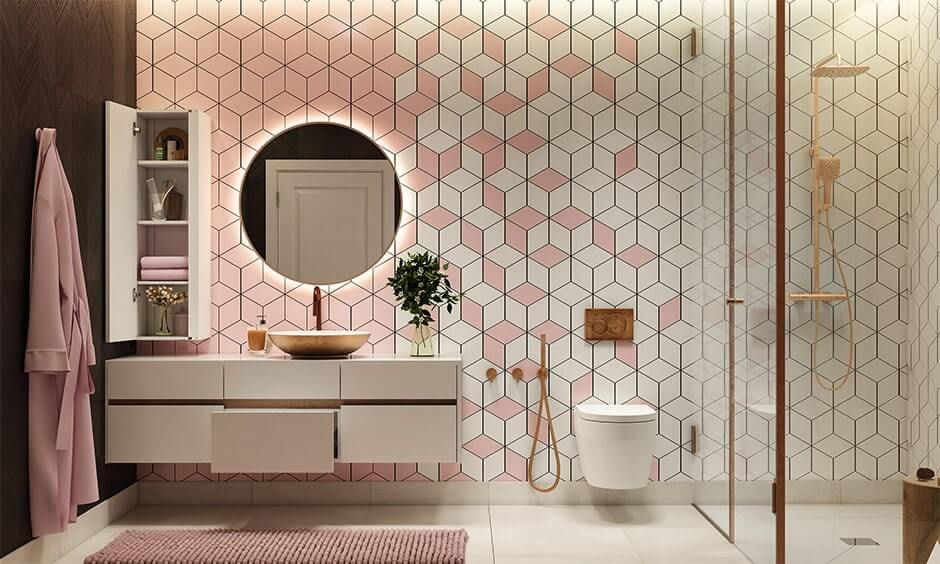 White copper and pink bathroom