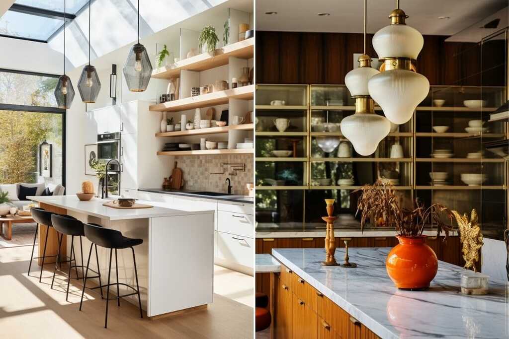 kitchen lighting with a sculptural pendants