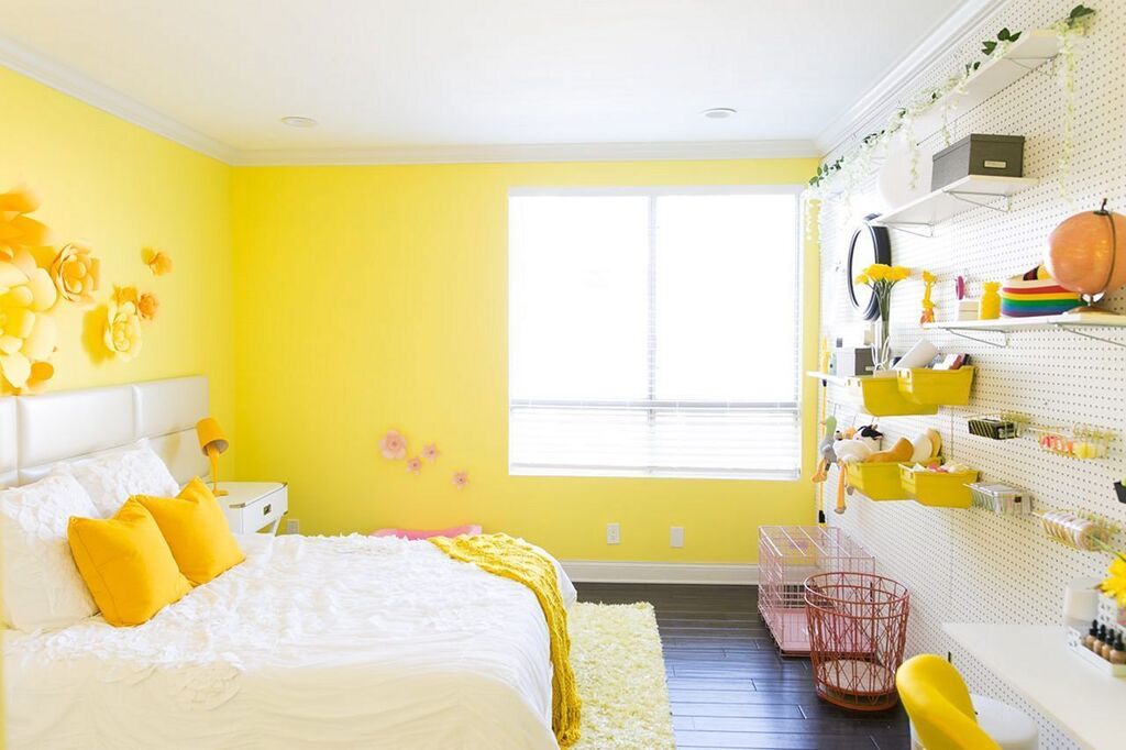 yellow summer bedroom