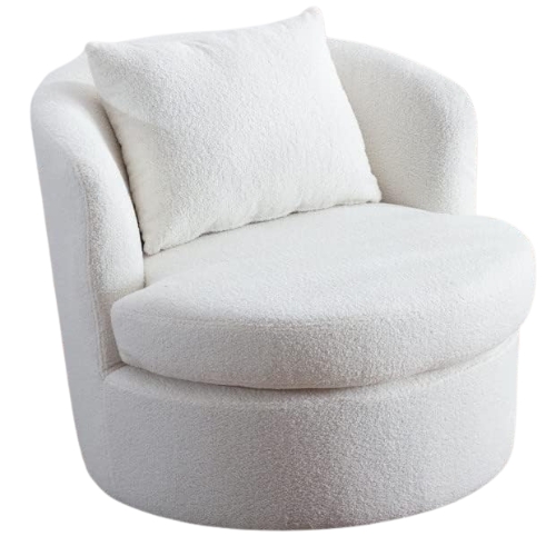INZOY Swivel Barrel Chair with Lamb Wool Fabric