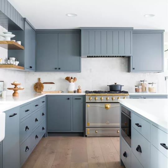 Kitchen With Contemporary Blue Cabinets