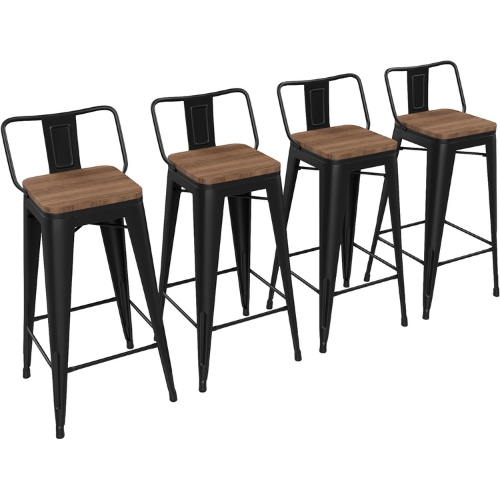 Metal Barstools with Wood Seat