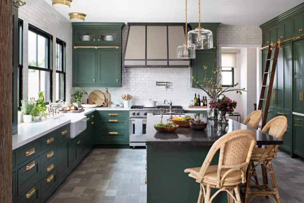 Modern Country Green Cabinets