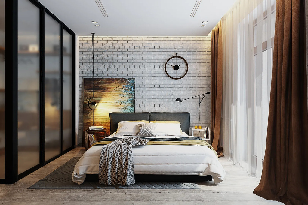 Walls of industrial bedroom