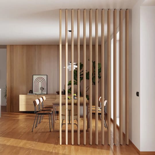 Wooden Slats Used as Room DIvider