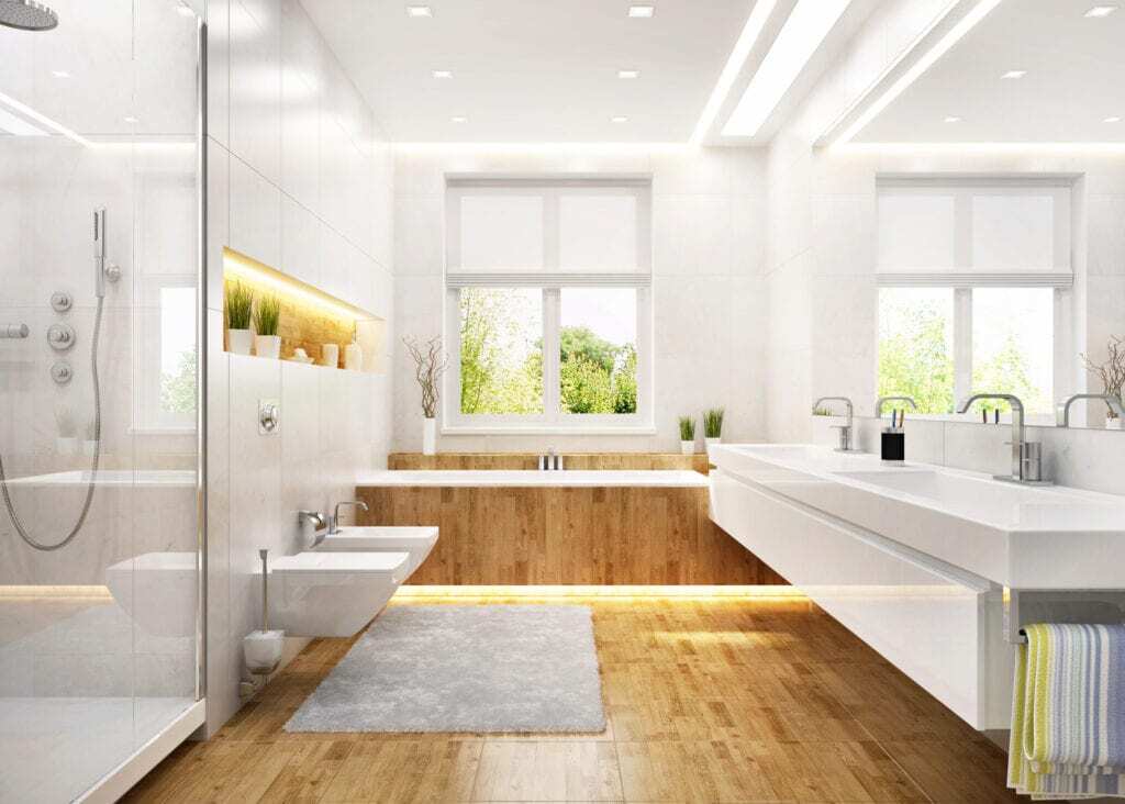 large bathroom with shower