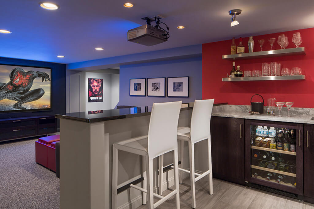 Basement Bar with Home Theater