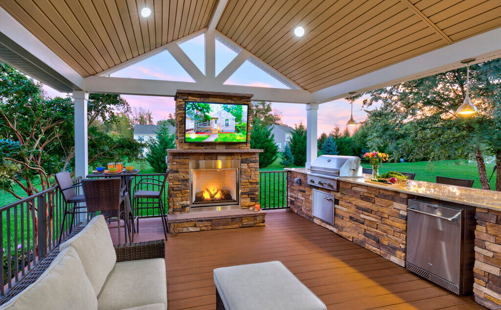 Outside Kitchen with Fireplace