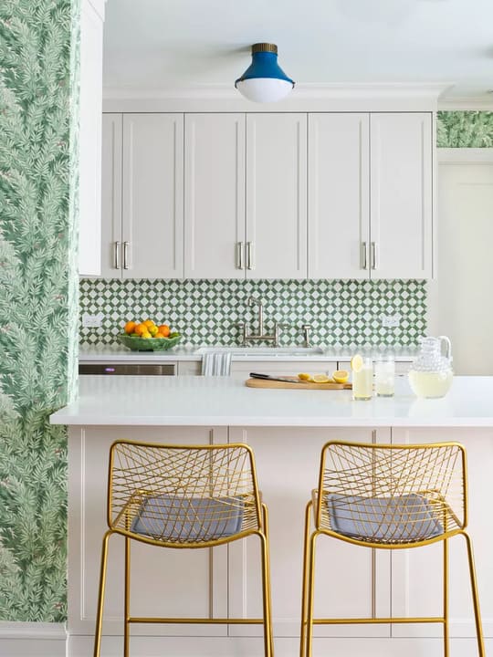 White and Green Themed Kitchen