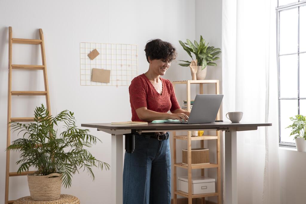 working from home in ergonomic workstation