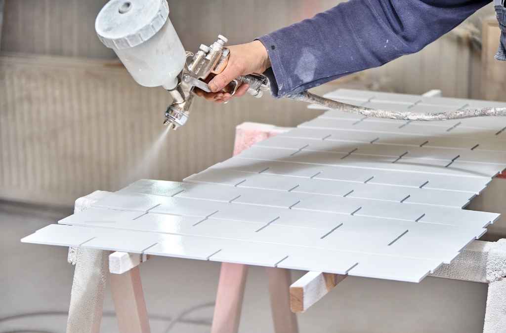 Spray Painting kitchen cabinets